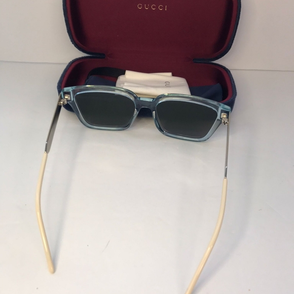 💯 - New - Authentic Gucci Light Blue/Metallic Gradient GG0975S Mirrored Squa… - Picture 12 of 16